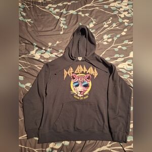 Def Leppard 'Rock of Ages' Leopard Graphic Hoodie - Gray